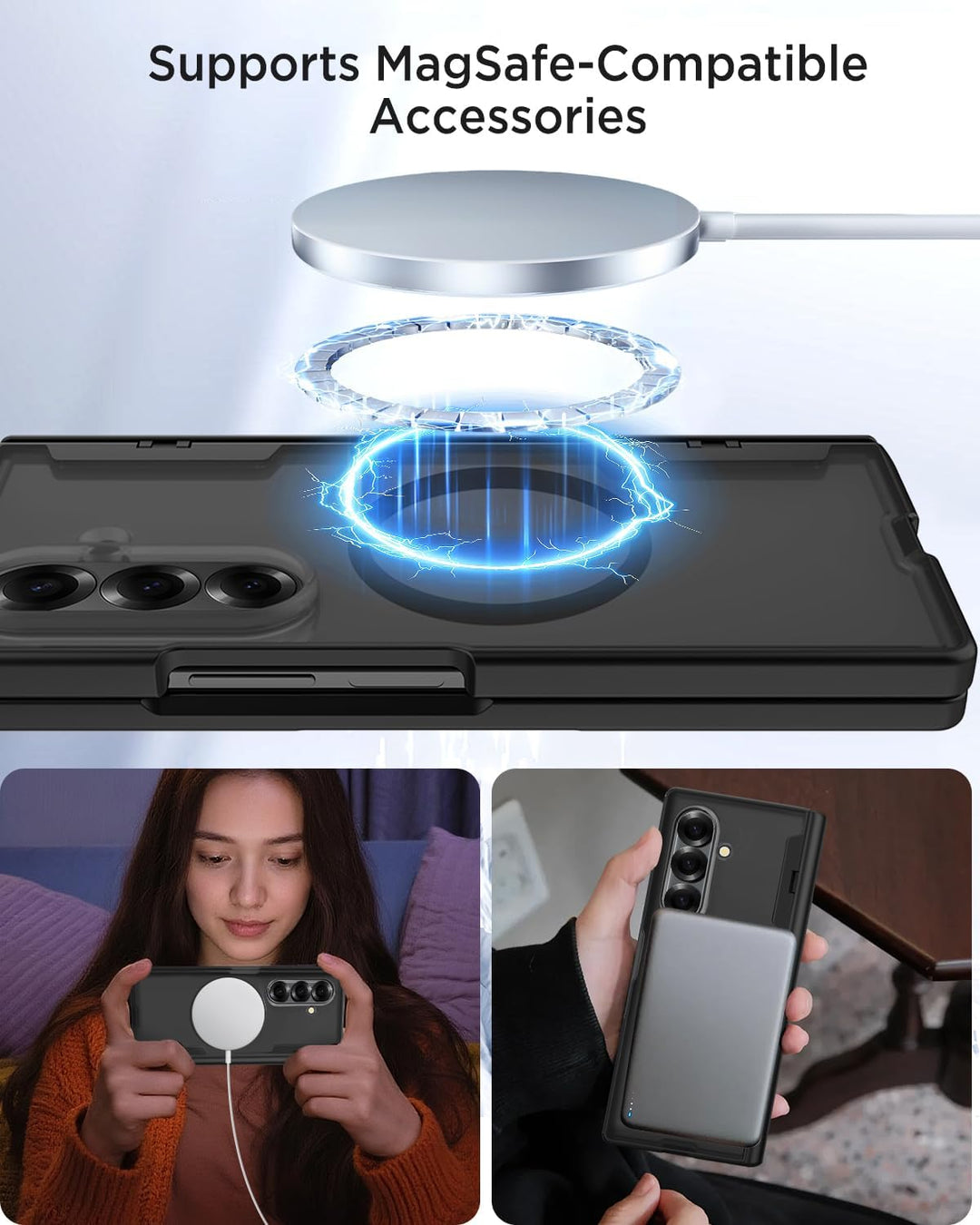 Miimall Kompatibel mit Samsung Galaxy Z Fold 7 Magnetisch Hülle, Anti-SPY Displayschutz & Scharniers