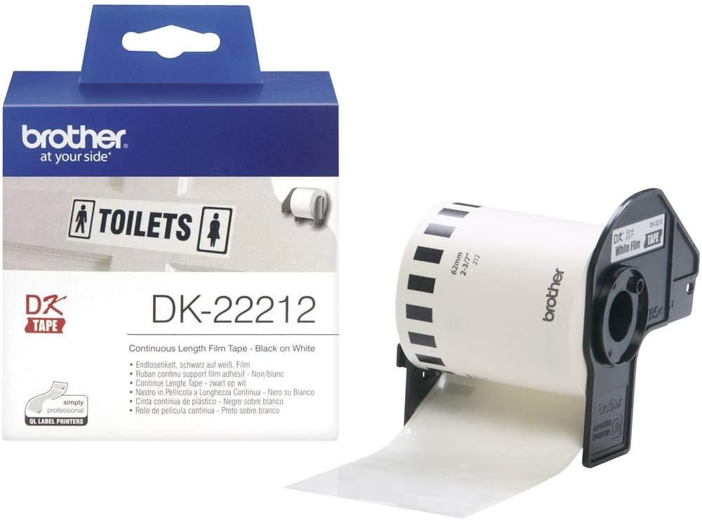 BROTHER DK22212 DK-22212 Endlos-Etiketten Film, 62 mm x 15,24 m Schwarz,weiss