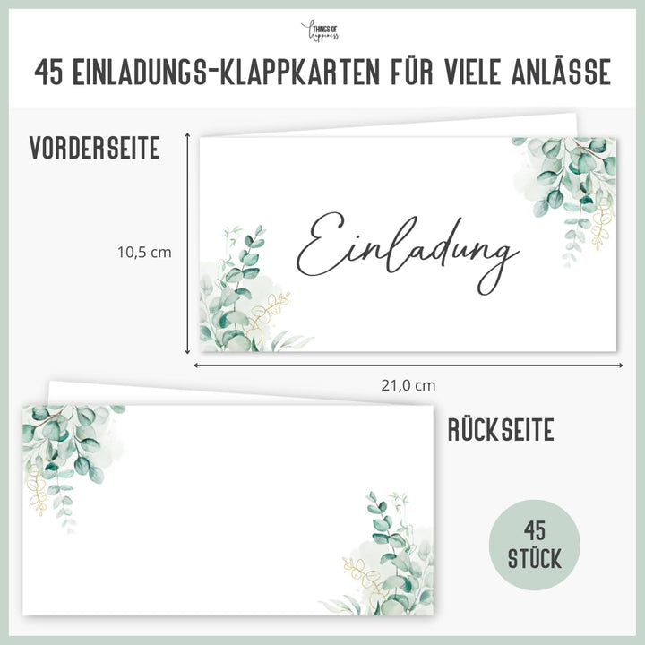 45 Einladungskarten inkl. Umschläge für Hochzeit, Standesamt, Geburtstag, Konfirmation, Kommunion, J