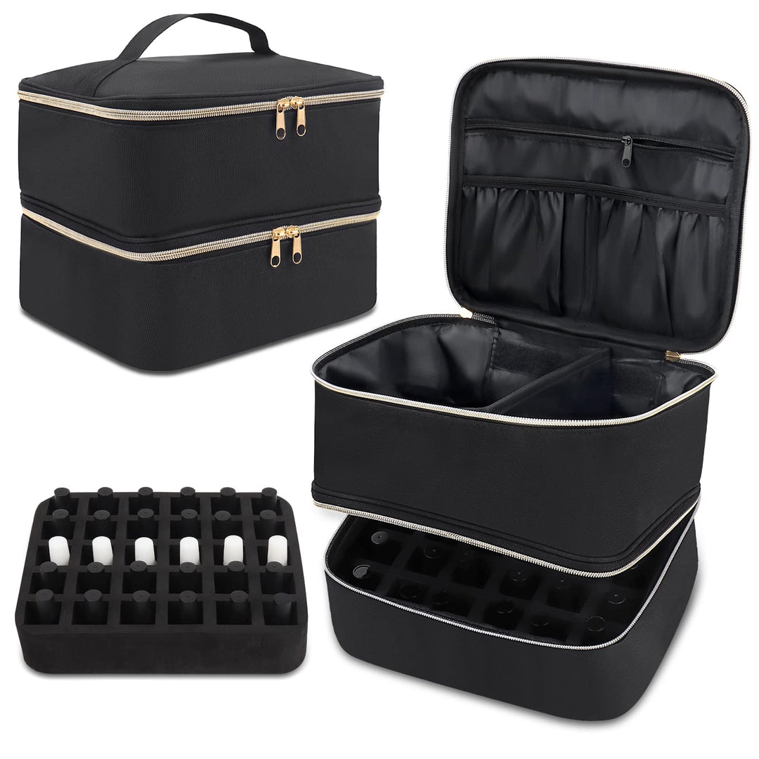 Yokilly Make-up-Tasche,Doppellagige Reisetasche,Nagellack-Organizer Für 30 Flaschen(15ml) Und Eine N