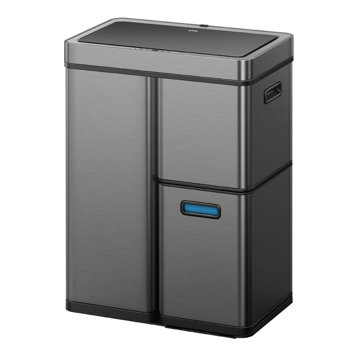 EKO Mirage Plus Mülltrennsystem mit 3 Fächer, 2 x 15 L und 30 L, Recycler Mülleimer mit Sensor, 3 Ku