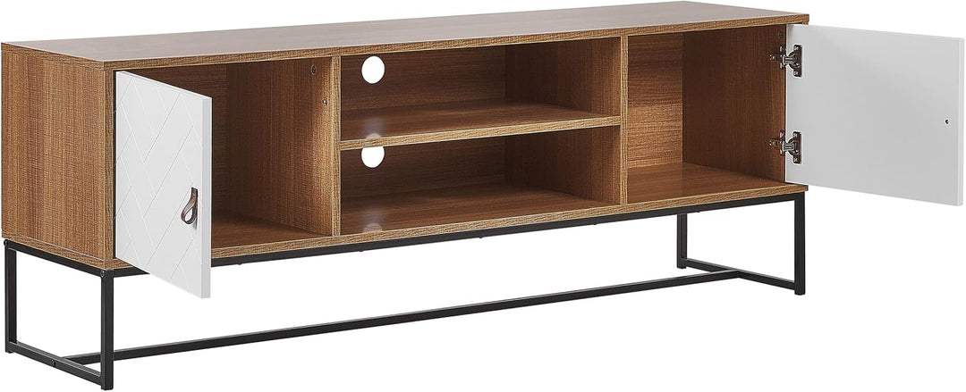 Modernes Lowboard heller Holzfarbton / weiss 2 Türen Nueva