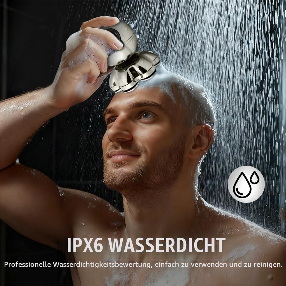 LOPHE Glatzen Rasierer Herren, 5 in 1 Kopfrasierer IPX7 Wasserdichter, Glatze Kopf Rasierer mit 7D M