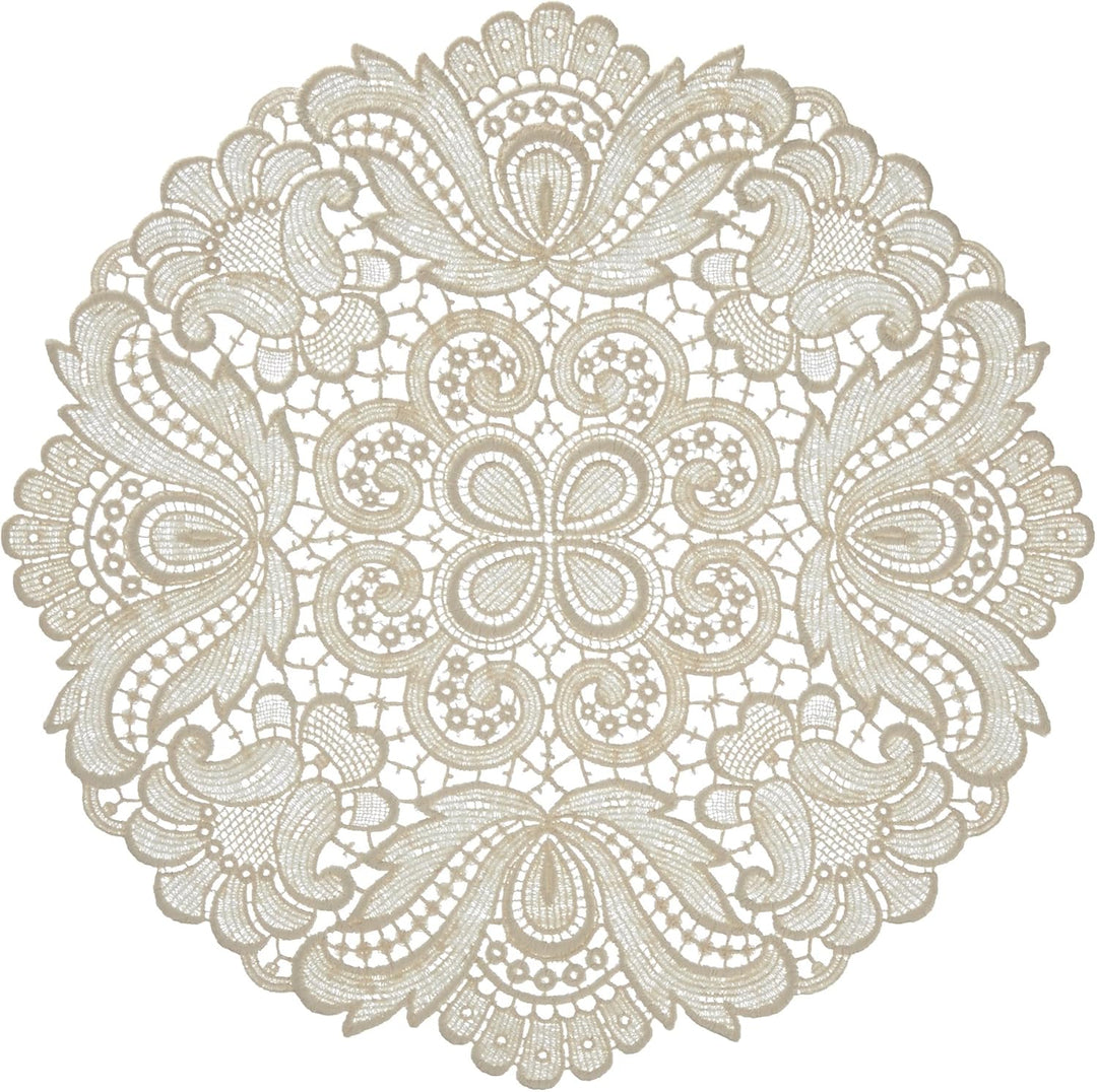 Plauener Spitze by Modespitze 67952 Design Plauen, Gre 30 cm rund, creme, Champagner 30 cm (Rund), 3