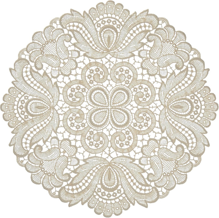 Plauener Spitze by Modespitze 67952 Design Plauen, Gre 30 cm rund, creme, Champagner 30 cm (Rund), 3