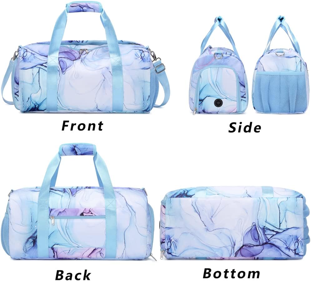Sporttasche Mädchen Reisetasche Kinder Mädchen Trainingstasche mit Schuhfach Schwimmtasche mit Nassf