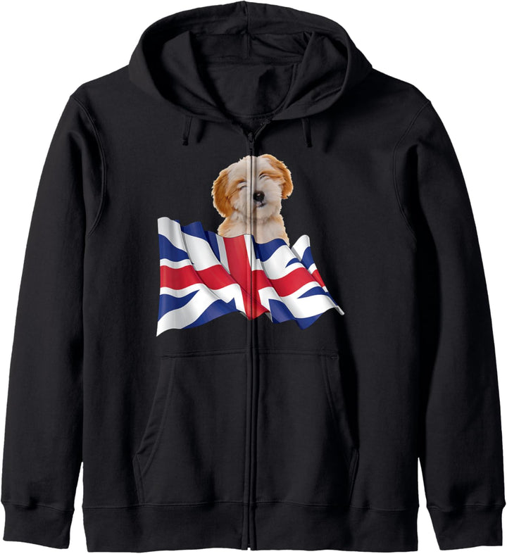 Union Jack Flag Dog Tibetan Terrier Kapuzenjacke
