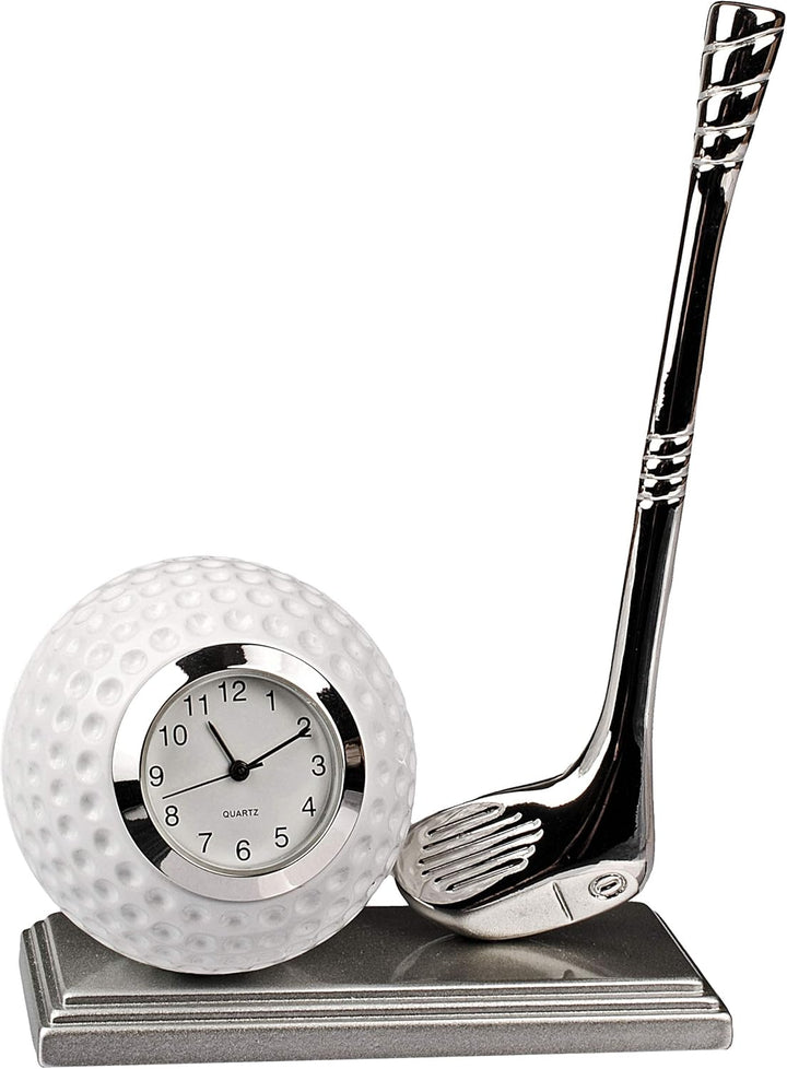 alles-meine.de GmbH kleine - Tischuhr/Miniatur - Uhr - Golf - Golfschläger & Golfball - aus Metall -