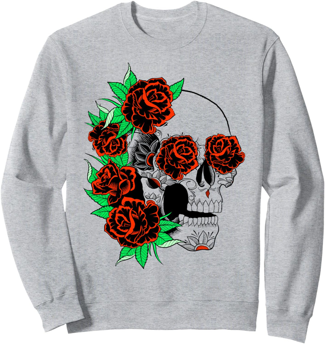 Trendy Skull With Roses Sweatshirt