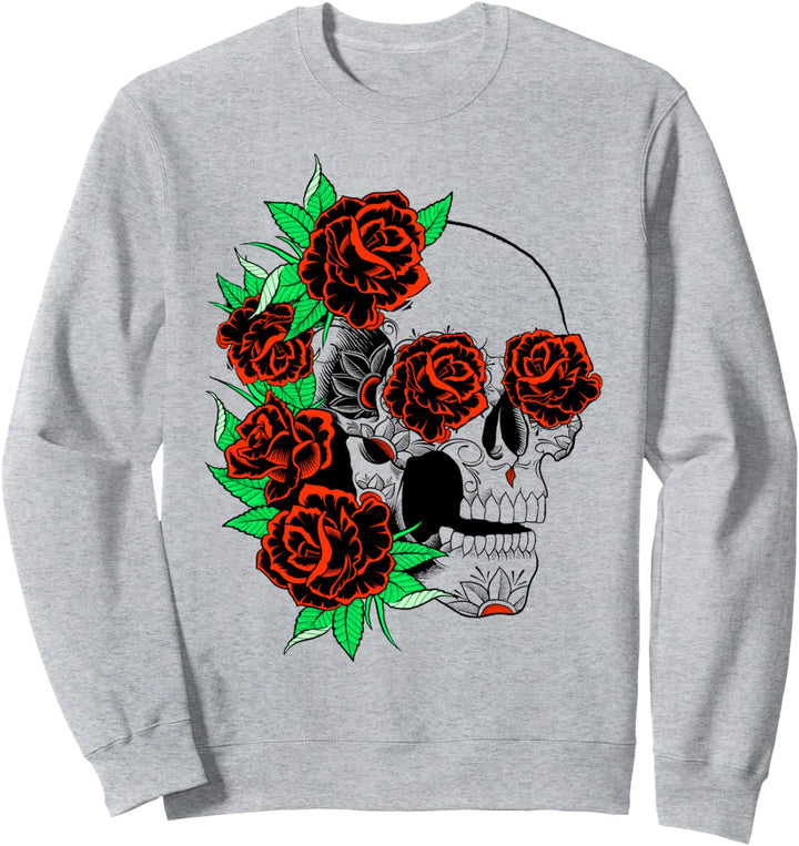Trendy Skull With Roses Sweatshirt