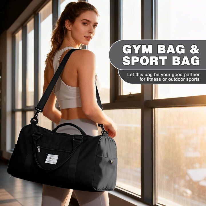 WEPLAN Sport Duffel Bag Damen Herren Sporttasche mit Schuhfach & Nassfach Reisetasche Handgepäck Tas