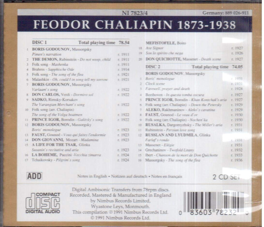 Feodor Chaliapin, Audio-CD