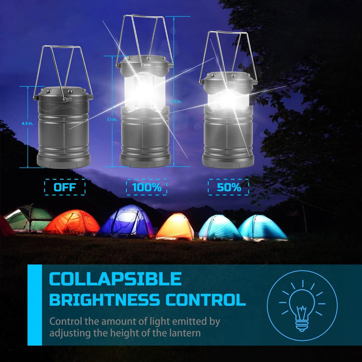 Lichamp LED-Laternen, 4 Stück Pop-Up-Laternen für Stromausfälle, helle, batteriebetriebene Hängelate