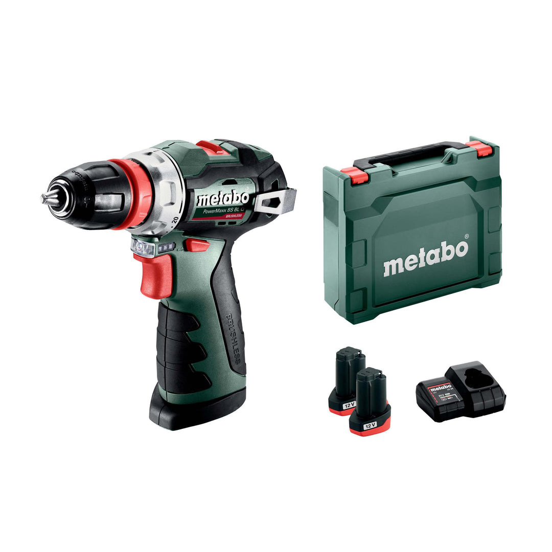 Metabo PowerMaxx BS BL Q Akku-Bohrschrauber 12V (Schrauber mit 2x Akku und Ladegerät in Kunststoffko