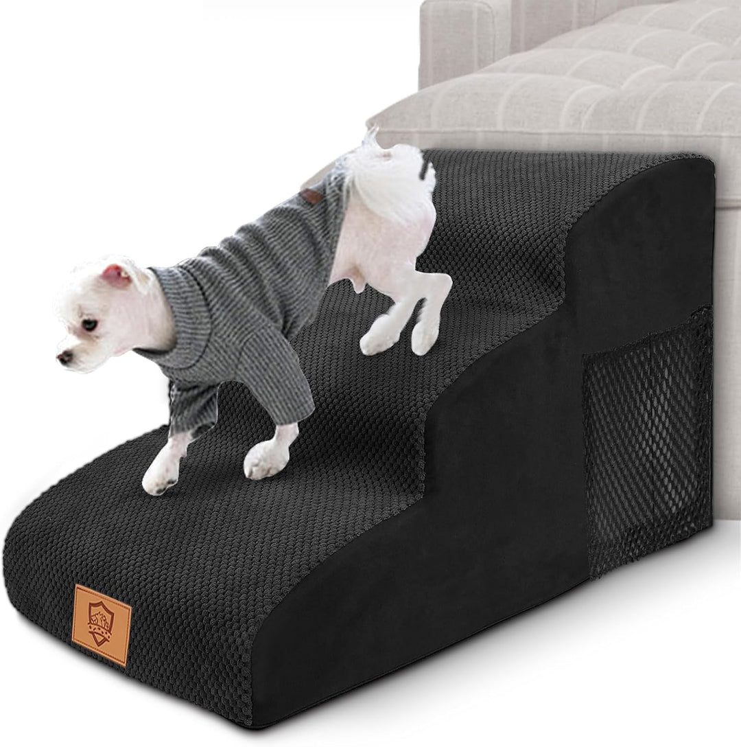 Myiosus rutschfeste Hundetreppe 3 Stufen, Haustiertreppe aus 30D Hochdichtem Schwamm, Katzentreppe m