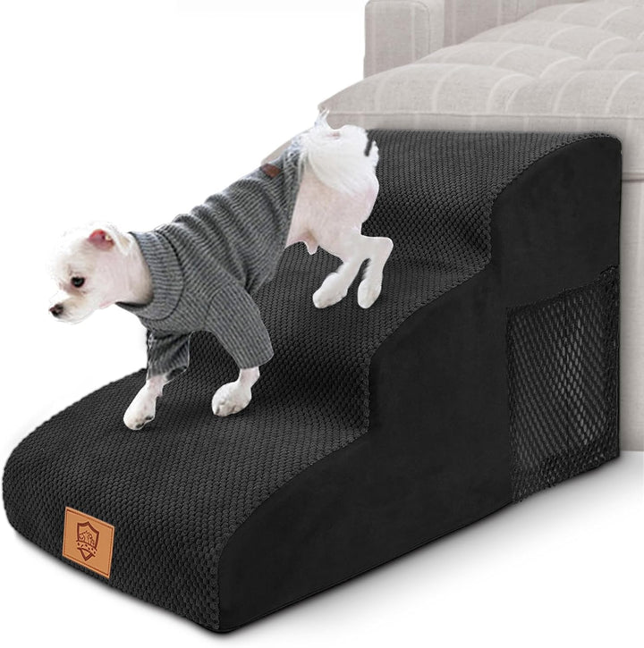Myiosus rutschfeste Hundetreppe 3 Stufen, Haustiertreppe aus 30D Hochdichtem Schwamm, Katzentreppe m