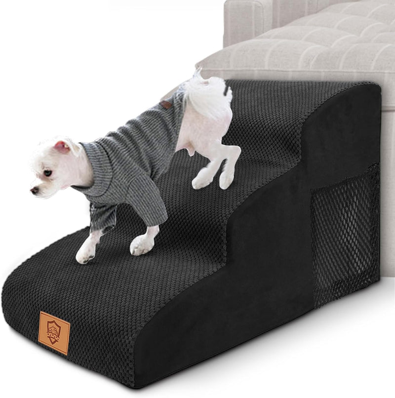 Myiosus rutschfeste Hundetreppe 3 Stufen, Haustiertreppe aus 30D Hochdichtem Schwamm, Katzentreppe m