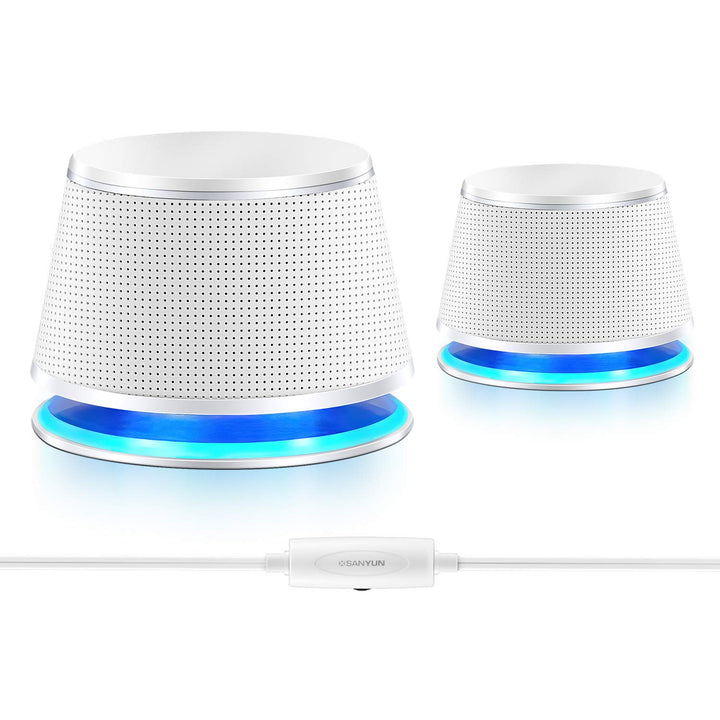 Sanyun SW102 PC-Lautsprecher, 5Wx2, Tiefer Bass in kleinem Körper, Stereo 2.0 USB 3.5mm Aux Multimed