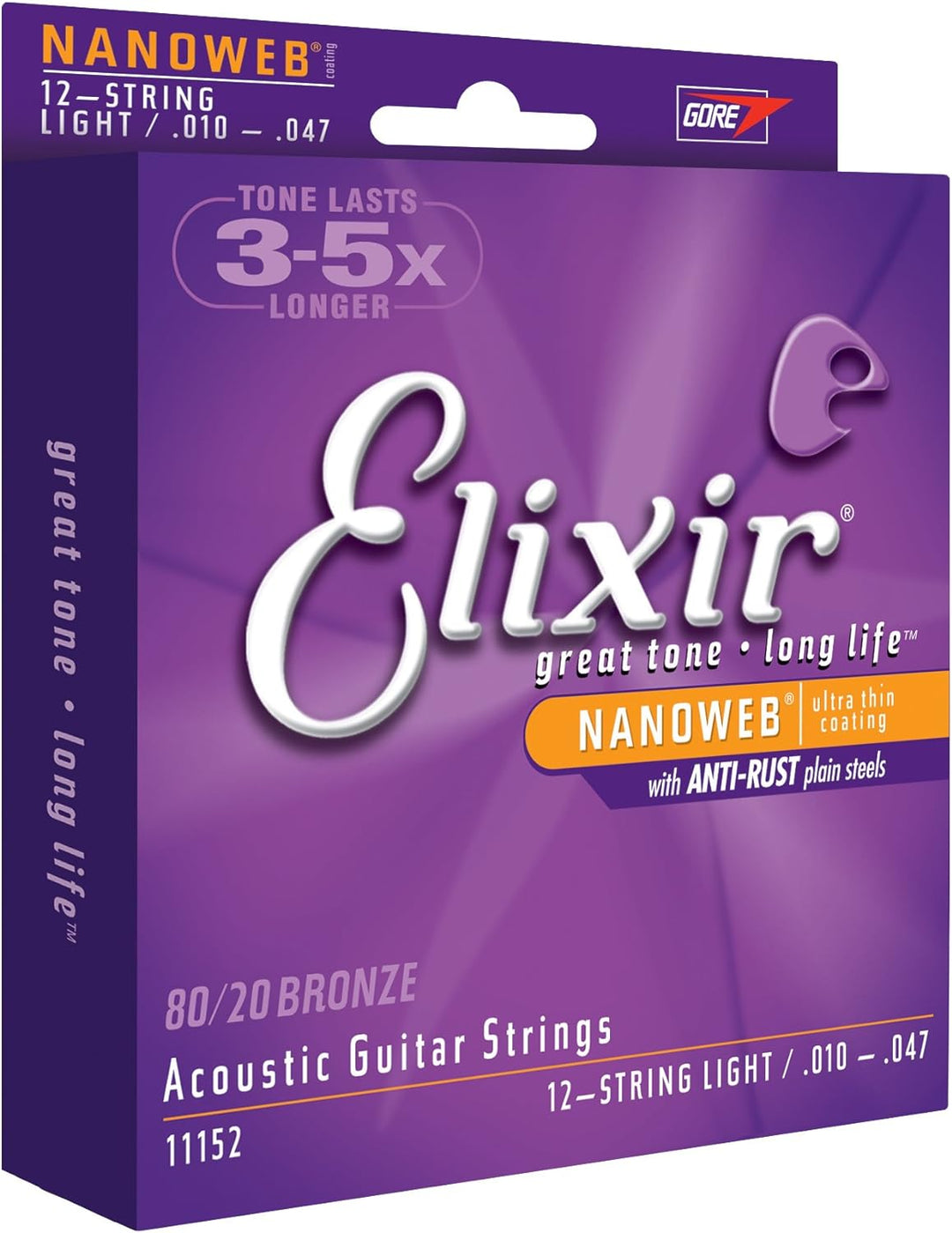 Elixir® 11152 Saiten 80/20 Bronze 12-saiter Akustik-Gitarrensaiten &amp; 16027 Saiten Phosphor Bronze Ak