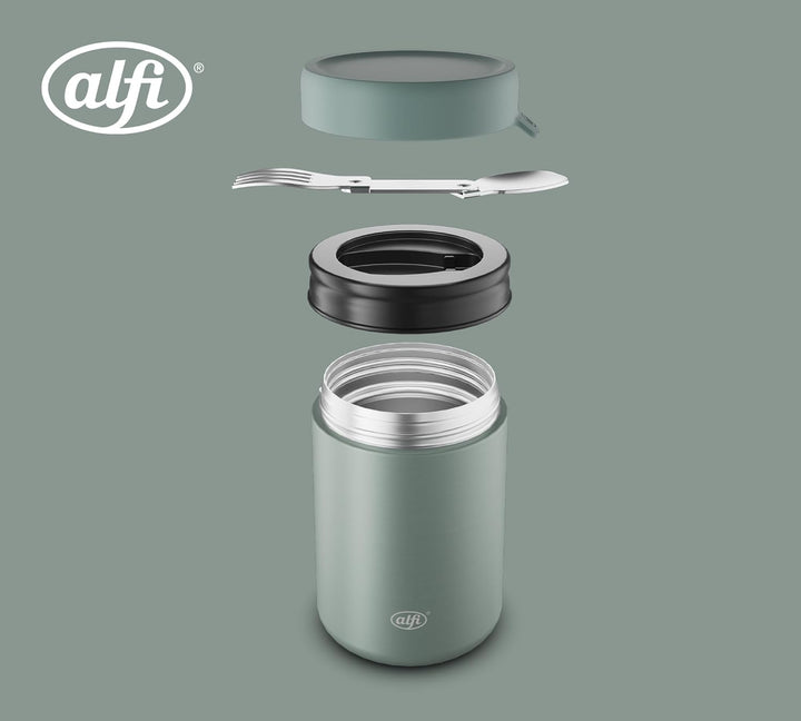 alfi ISO FOOD MUG 350ml, grün matt, Edelstahl Thermobehälter für Essen, Isolierbehälter für Suppen,