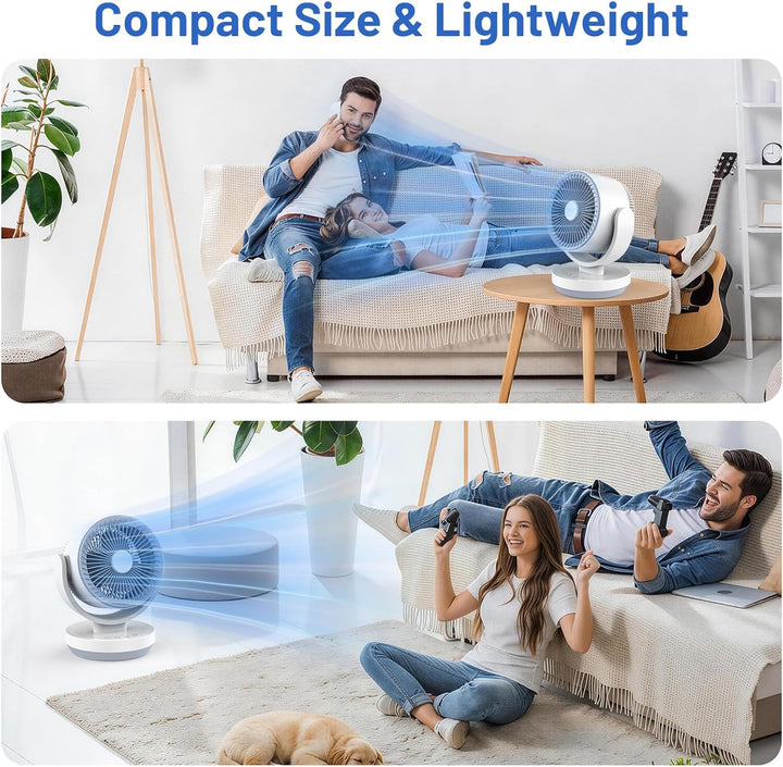 Leiser Tischventilator mit Kühlfunktion, 3 Geschwindigkeitsstufen, starker Luftstrom, 90° verstellba