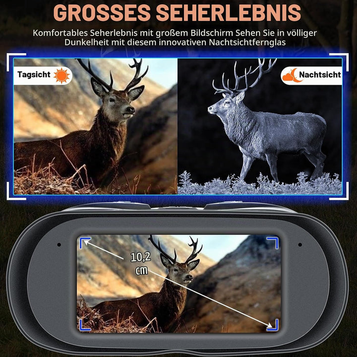 4K Nachtsichtgerät Jagd mit 7000mAh Akku – Digitales Infrarot Fernglas mit 3" LCD, 800m Reichweite,