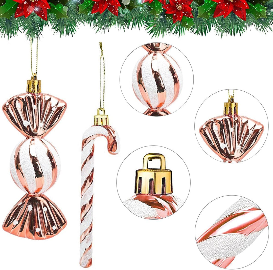 18 Stück Zuckerstangen Weihnachten Deko Weihnachtskugeln Zuckerstangen Deko Glitzer Weihnachtsbaumsc