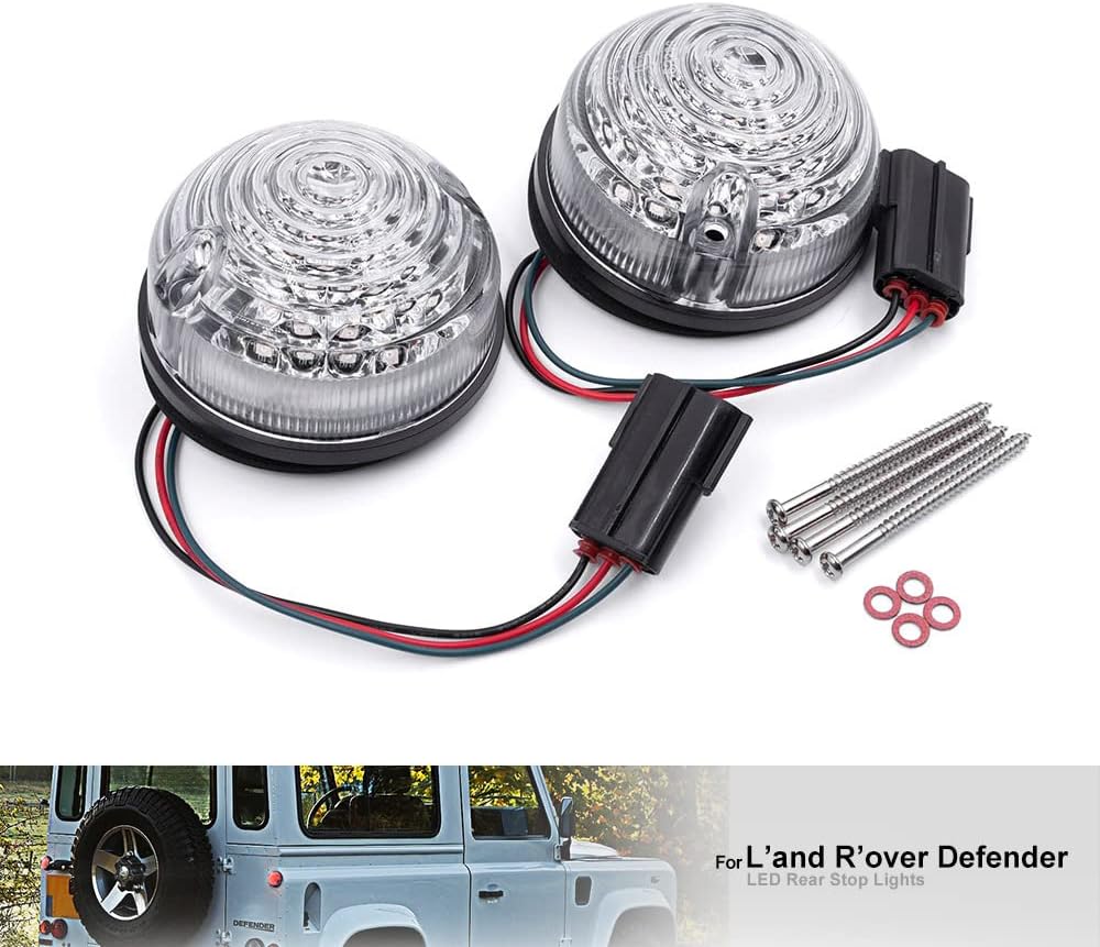 NSLUMO 2 Stueck Klare Linse Rot 73mm Defender LED Rücklicht Für 90/110 1983~1990 Defender 1990~2016