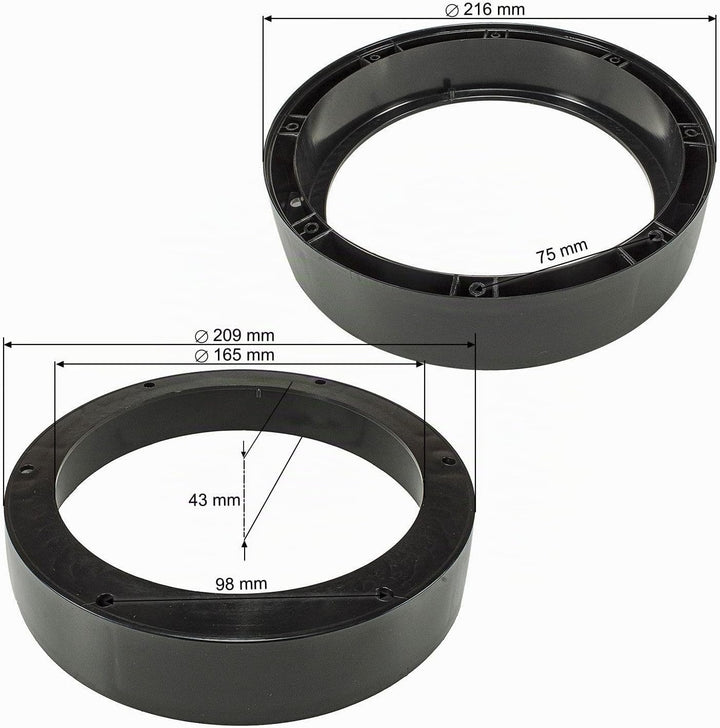 tomzz Audio 2857-019 Lautsprecherringe Adapter Halterungen kompatibel mit VW Caddy Golf V Multivan T