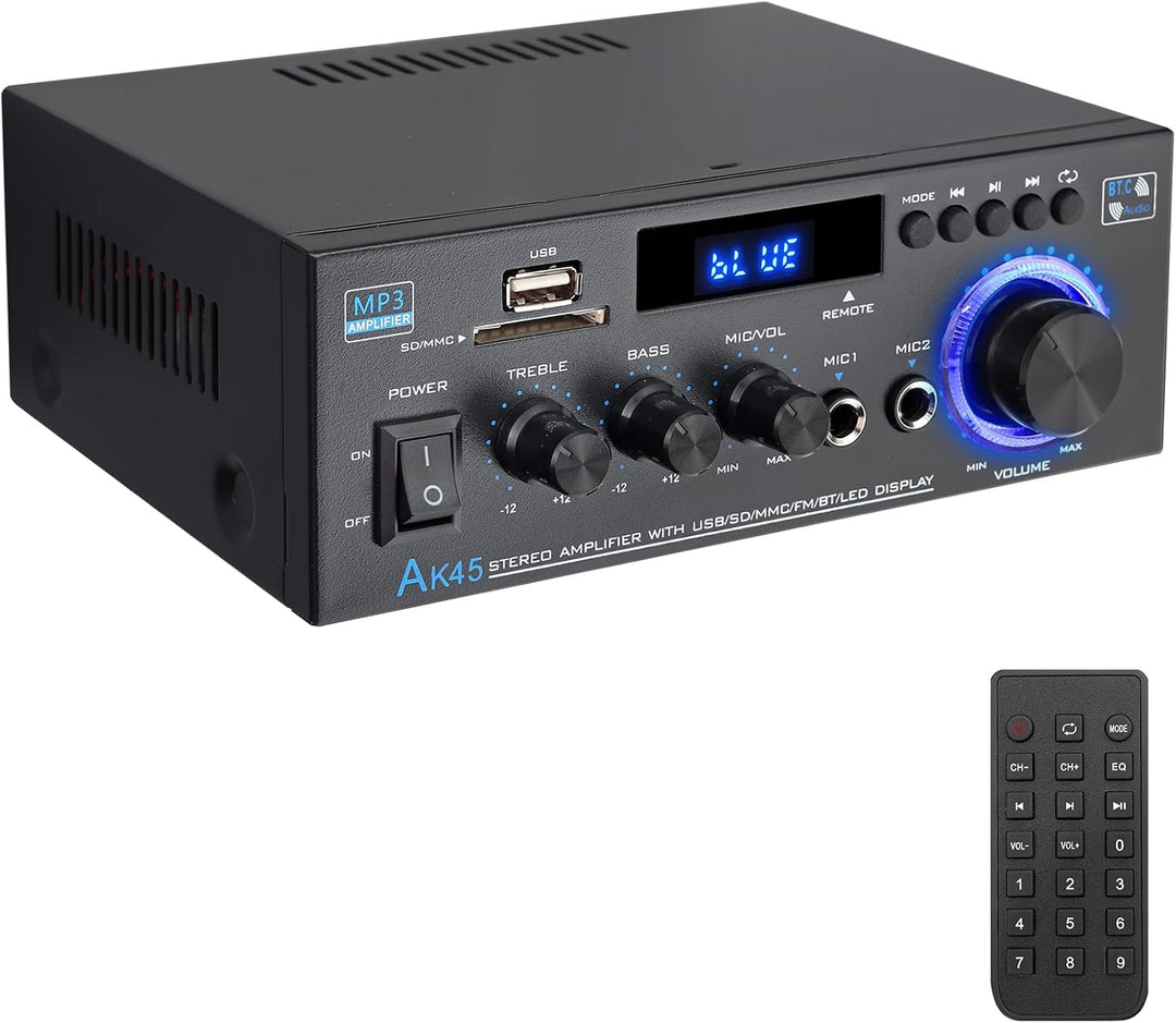 PROZOR Verstärker HiFi Digitaler Audio Verstärker Audio Power Stereo Verstärker AK-45 Receiver Bluet