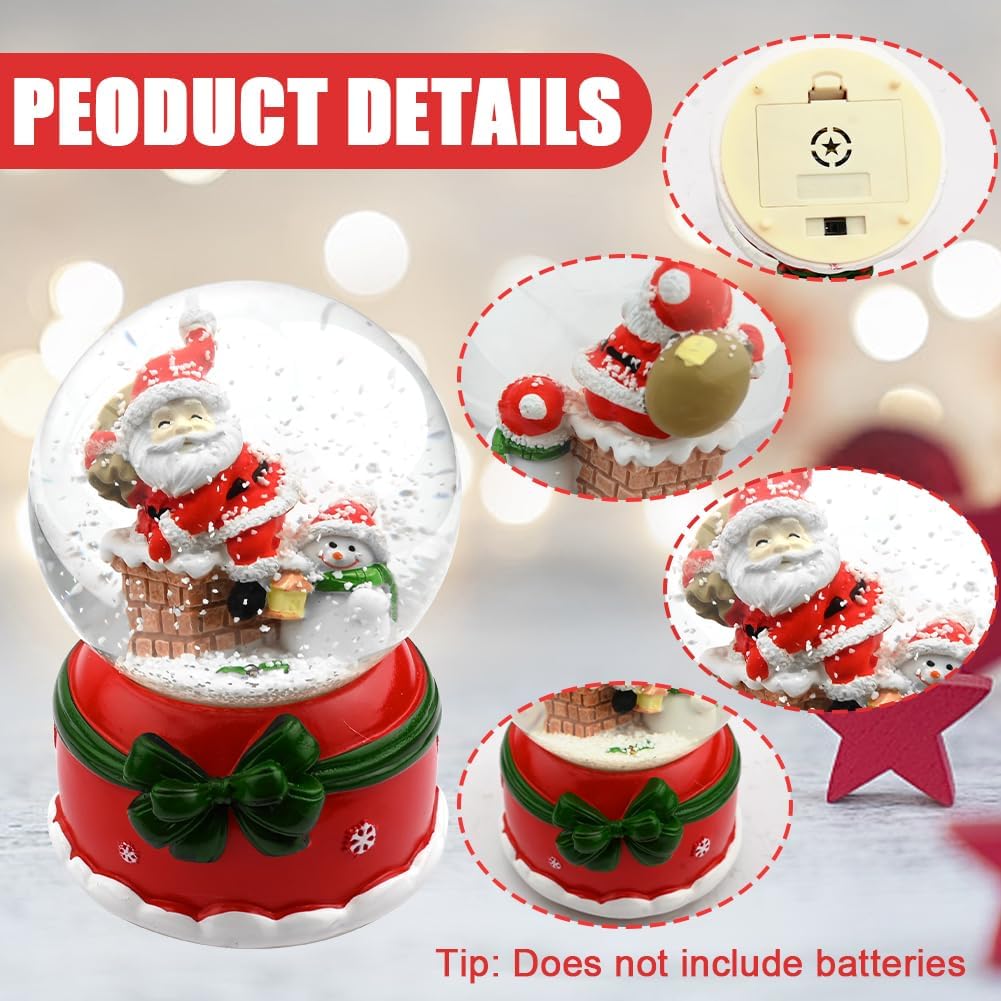 Musikalische Schneekugel für Weihnachten Spieldose Kristallkugel mit Bunten Glitzer LED Lichtern Wei
