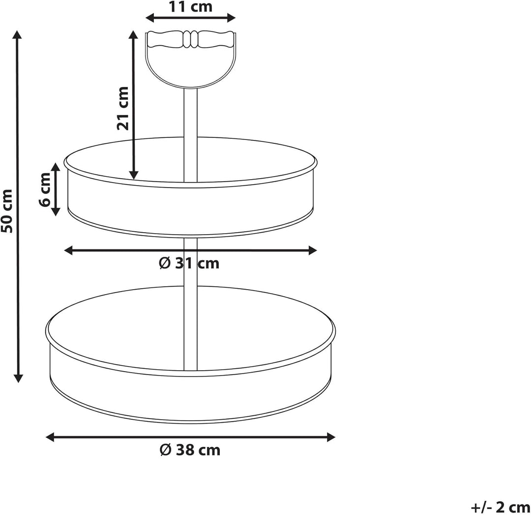 Beliani Etagere aus Eisen Silber 2-stöckig rund 50 cm hoch Dessertständer Kouign