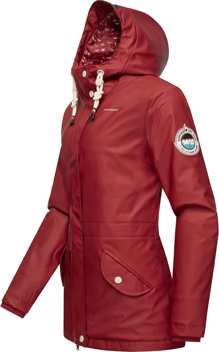 Navahoo Damen Übergangsjacke Regenmantel wasserdicht lang warm gefüttert mit Kapuze Oceans Heart XS-