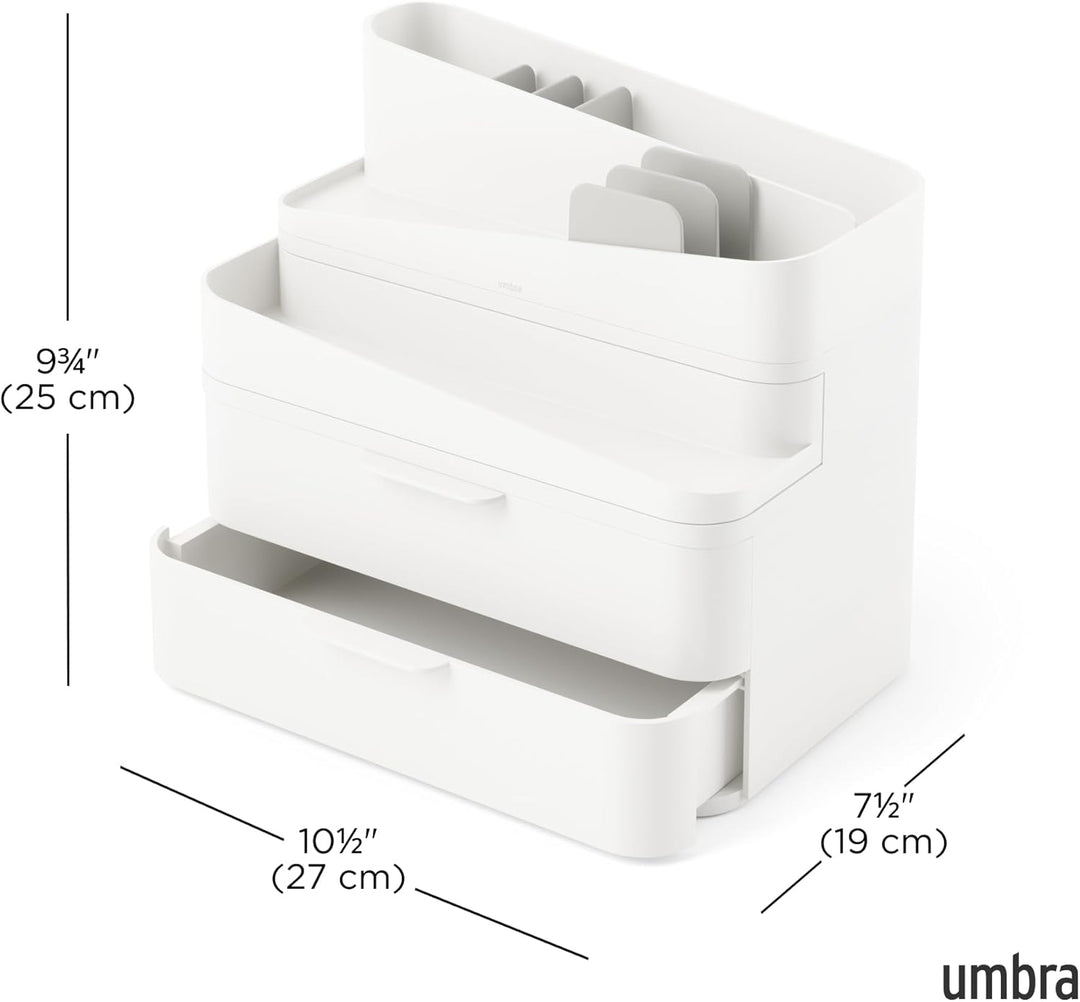Umbra Glam Kosmetik Organizer, Modulare Aufbewahrungsbox mit 3 Schubladen und entnehmbaren Trennwänd