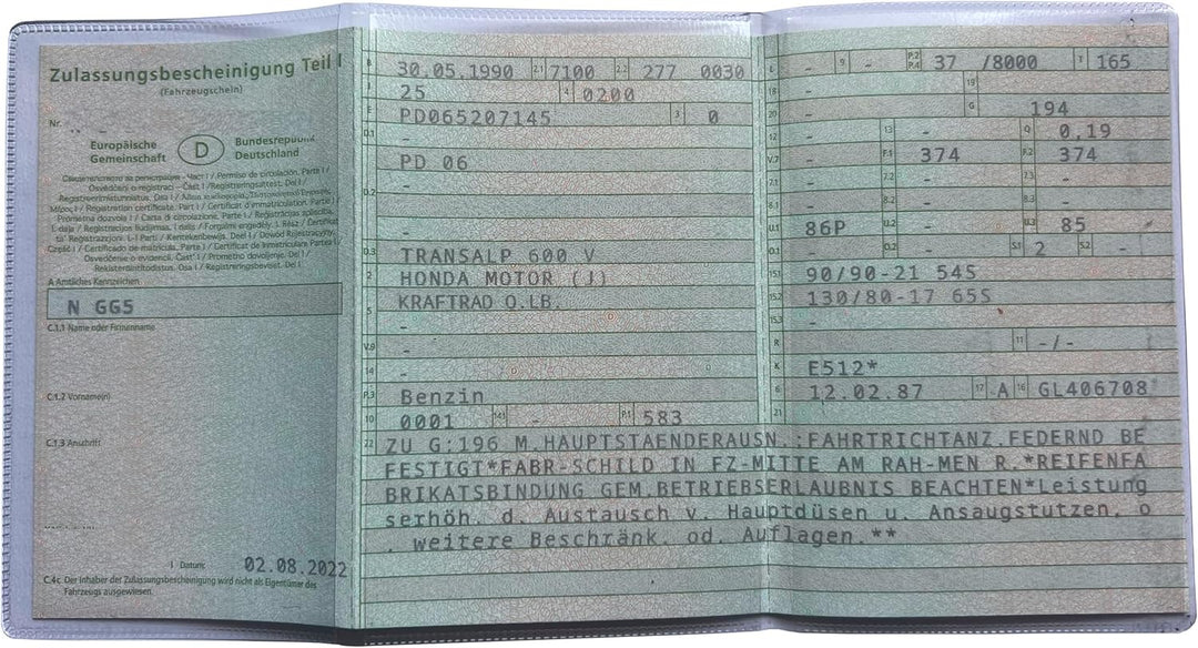 2 Stück Premium Fahrzeugscheinhülle für KFZ-Zulassungspapiere Etui Hülle Transparente Fahrzeugpapier