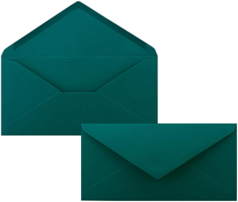 150 Brief-Umschläge Petrol DIN Lang - 110 x 220 mm (11 x 22 cm) - Nassklebung ohne Fenster - Ideal f