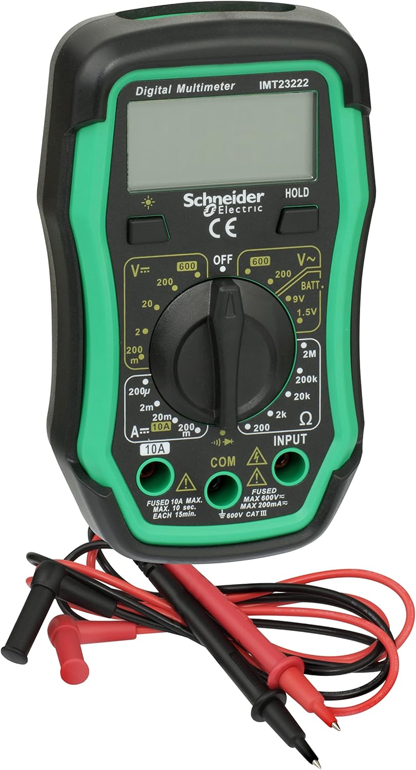 Schneider Electric - Thorsman Digital Multimeter mit LCD-Display Beleuchtet, Kategorie 3, Batterie 9