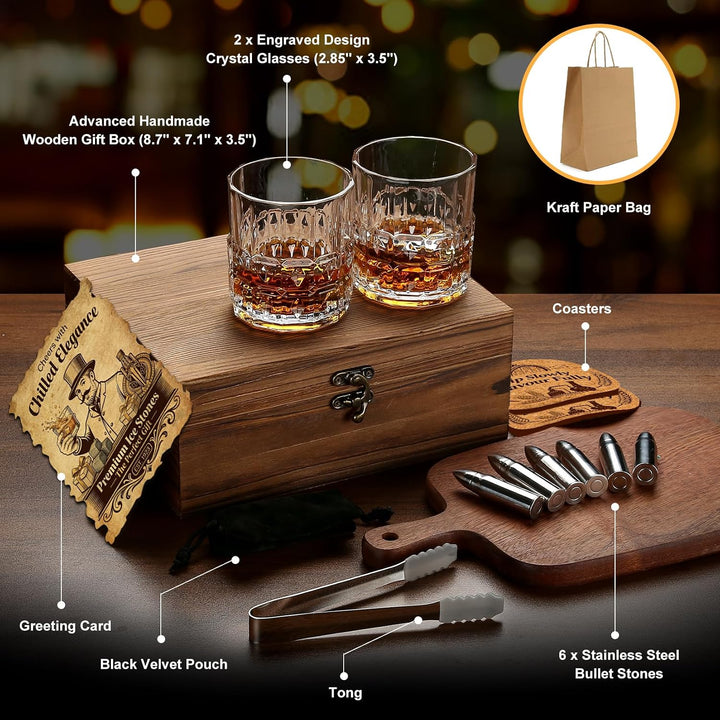 Exrezist Whisky Geschenkset-Whisky Gläser Set -Geschenke für Männer –Männergeschenke -Geburtstagsges