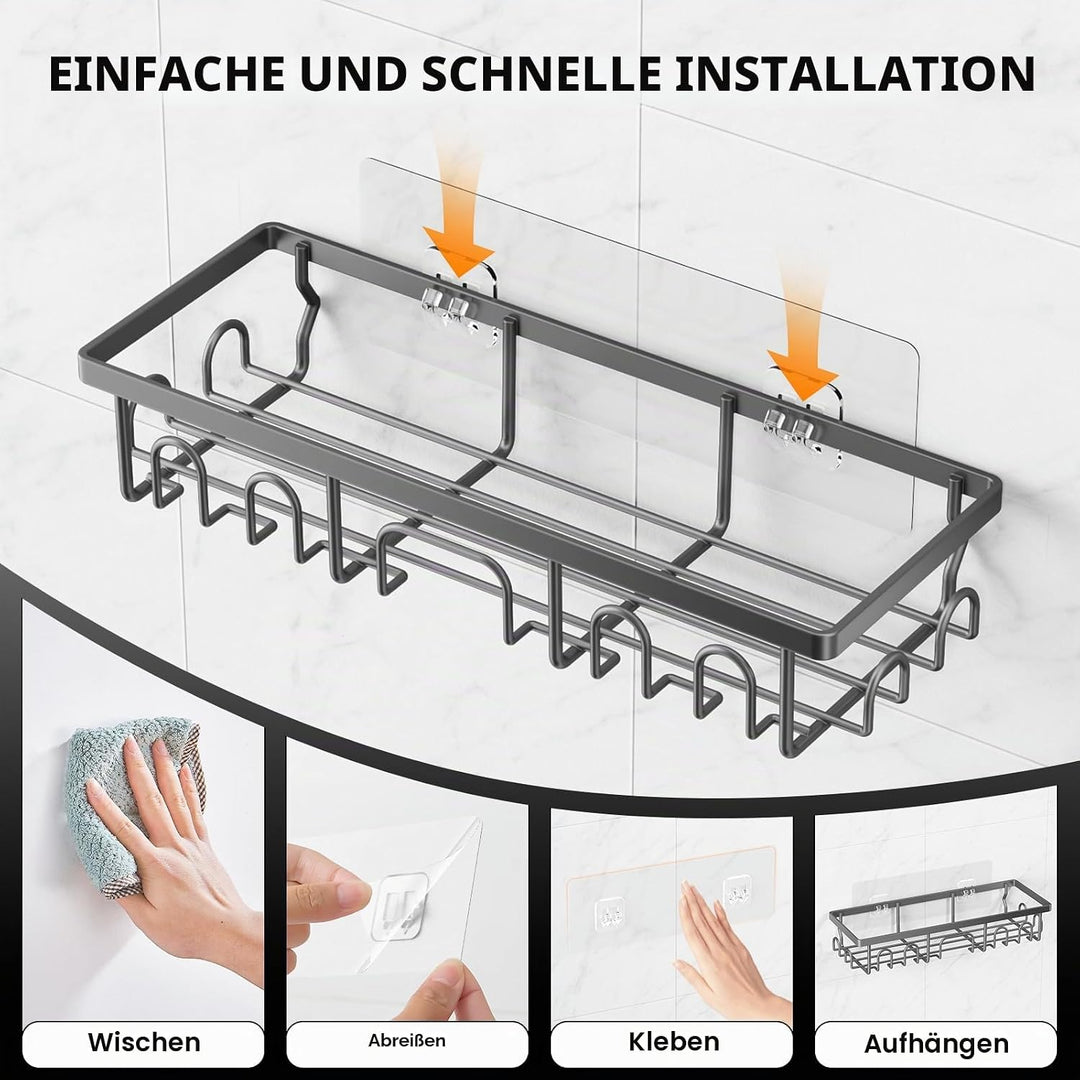 5 Stück Duschablage Ohne Bohren Edelstahl, Badezimmer Organizer Regal Zubehör, Seifen Zahnbürstenhal
