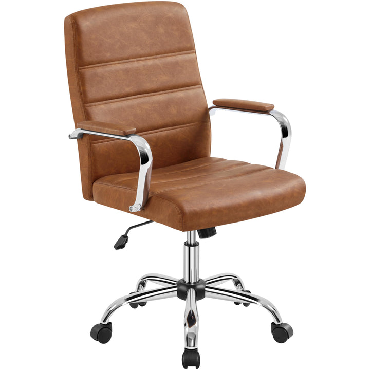 Yaheetech Bürostuhl ergonomischer Schreibtischstuhl, Drehstuhl mit Rollen, Bürohocker mit Armlehnen,