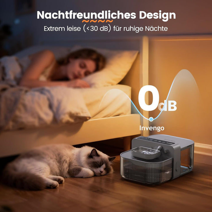Kabelloser Katzenbrunnen, 3.5L Innovativer Trinkbrunnen mit Abwasser-Trennungs-System ohne Filterwec