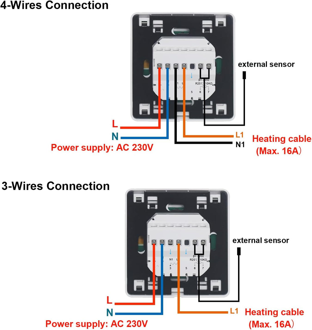 KETOTEK Digital Thermostat Fussbodenheizung Elektrisch Programmierbar Unterputz mit fühler AC 230V 1