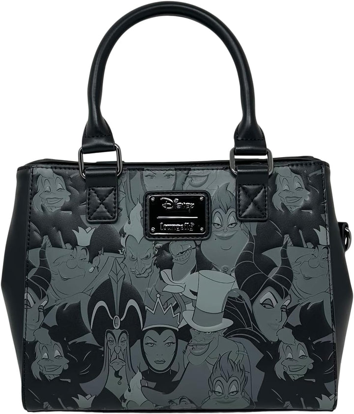 Loungefly Disney Villains Handtasche mit geprägtem Allover-Print, Schwarz, Medium
