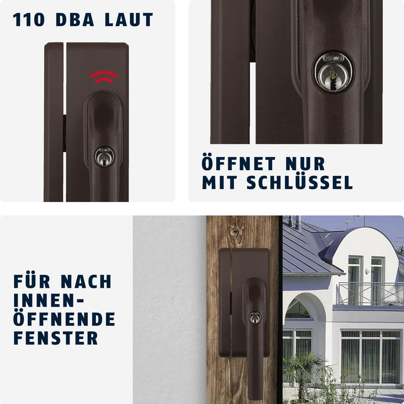 ABUS Fenstergriff-Schloss FO400A AL0145 - Fenstergriffsicherung mit Zusatzschloss und Alarmfunktion,