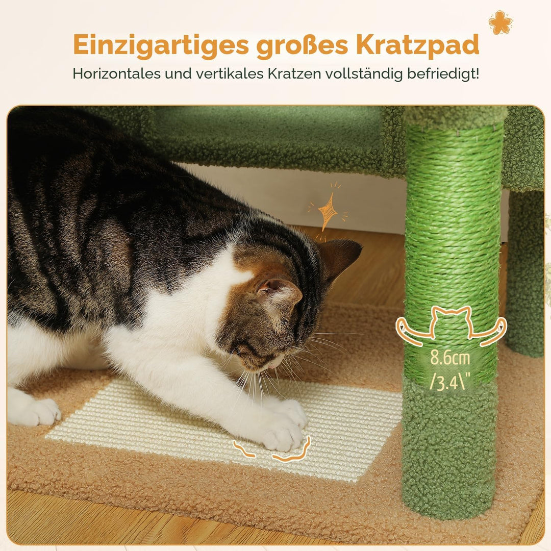 PAWZ Road Kratzbaum für grosse Katzen, 184 cm, 1,9 m grosser Katzenturm mit Sisalüberzogenen Kratzbä