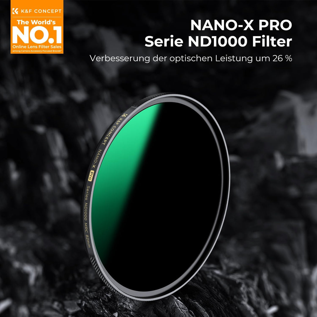 K&F Concept Nano-X PRO Serie ND1000 Filter 77mm Graufilter (10 Stop) Flaggschiff-ND Filter Slim Neut