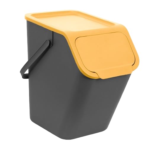 Go Practic 2-er Mülleimer-Set Küche Mülltrennsystem 2x Mülleimer 25l mit Deckel und 2-Pack Bioaktivk