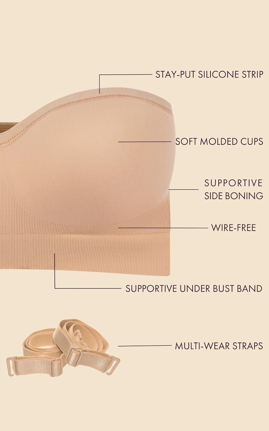 Yummie Damen Peyton Contour Trägerloser Convertible BH S Frappe, S Frappe
