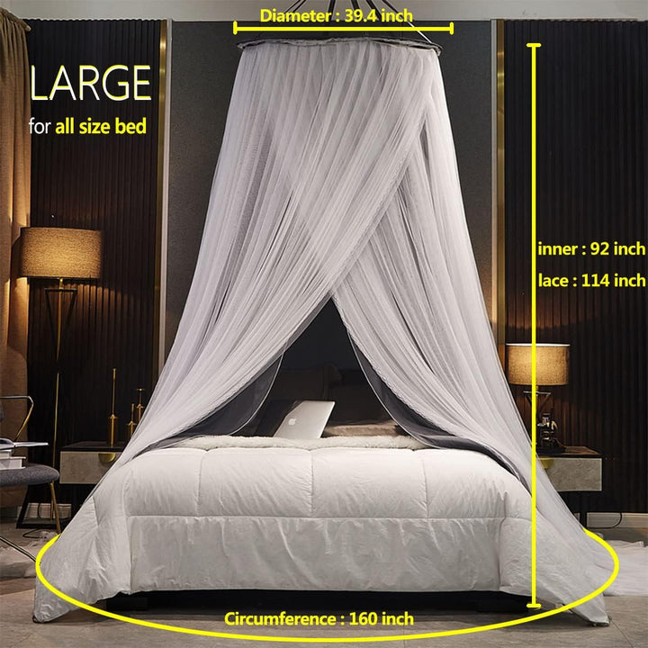 Kertnic Luxuriöser Betthimmel für Mädchen und Erwachsene, gross, elegant, doppellagig, Bettvorhang,