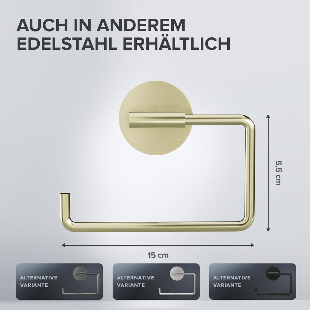 Toilettenpapierhalter Farstadsanden ohne Bohren Gold | selbstklebend Edelstahl | Klorollenhalter ohn